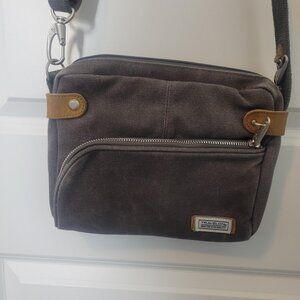 Travelon Anti-Theft Gray Heritage Collection Crossbody Bag Locking Reinforced